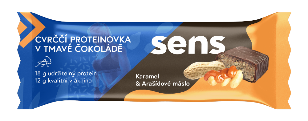 SINGLE Cvrččí Proteinovka v Tmavé Čokoládě - Karamel & Arašídové máslo (60g)